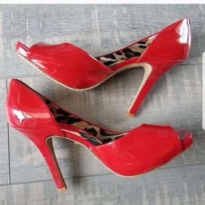 Jessica Simpson Josette red patent peep toe